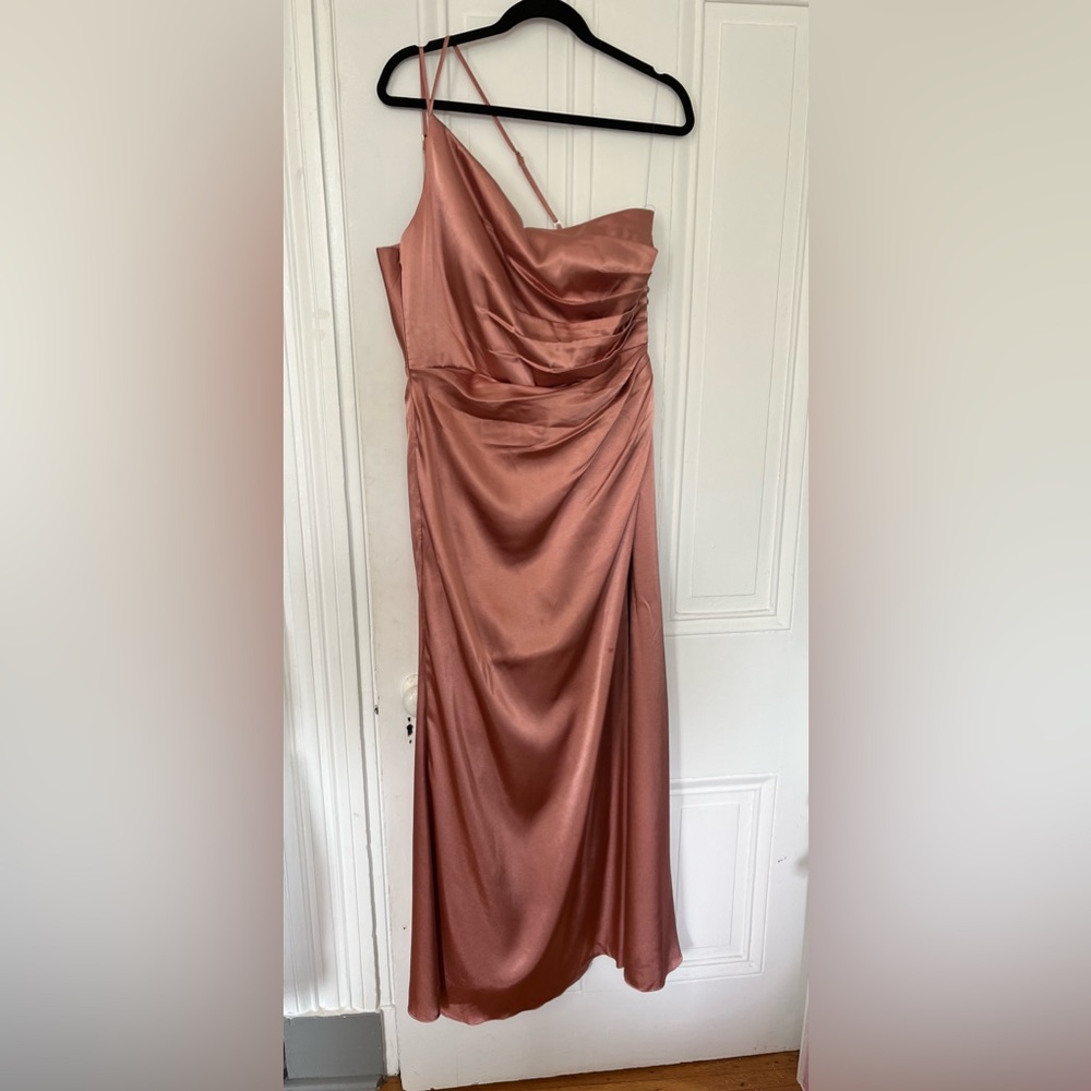 Galina Signature Charmeuse Draped One-Shoulder Bridesmaid Dress